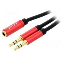 Cable | Jack 3.5mm 3pin plug x2,Jack 3.5mm 4pin socket | 0.3m