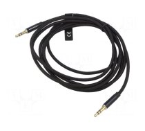 Cable | Jack 3.5mm 3pin plug,both sides | 0.5m | black | textile