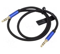 Cable | Jack 3.5mm 3pin plug,both sides | 0.5m | black | textile