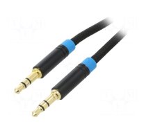 Cable | Jack 3.5mm 3pin plug,both sides | 0.5m | black | textile