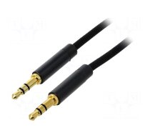 Cable | Jack 3.5mm 3pin plug,both sides | 0.5m | black | Øcable: 3mm