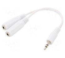 Cable | Jack 3.5mm 3pin plug,Jack 3.5mm socket x2 | 0.1m | white