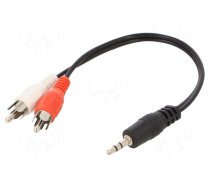 Cable | Jack 3.5mm 3pin plug,RCA plug x2 | 0.2m | black | PVC