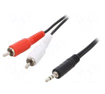 Cable | Jack 3.5mm plug,RCA plug x2 | 1.5m | black