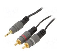 Cable | Jack 3.5mm 3pin plug,RCA plug x2 | 1.5m | black