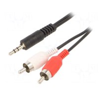 Cable | Jack 3.5mm 3pin plug,RCA plug x2 | 1.5m | black | PVC