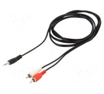 Cable | Jack 3.5mm 3pin plug,RCA plug x2 | 1.5m | black | PVC