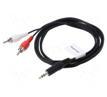 Cable | Jack 3.5mm 3pin plug,RCA plug x2 | 1.5m | black | PVC