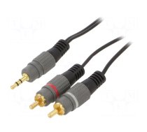 Cable | Jack 3.5mm 3pin plug,RCA plug x2 | 2.5m | black