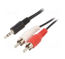 Cable | Jack 3.5mm 3pin plug,RCA plug x2 | 2.5m | black | PVC