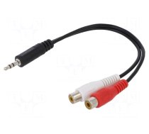 Cable | Jack 3.5mm plug,RCA socket x2 | 200mm | black