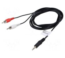 Cable | Jack 3.5mm 3pin plug,RCA plug x2 | 2m | black | PVC