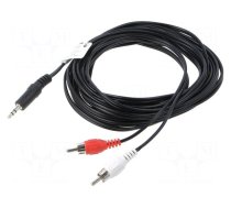Cable | Jack 3.5mm 3pin plug,RCA plug x2 | 5m | black | PVC