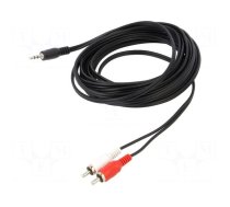 Cable | Jack 3.5mm 3pin plug,RCA plug x2 | 5m | black | PVC