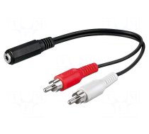 Cable | RCA plug x2,Jack 3.5mm 3pin socket | 1.4m | black