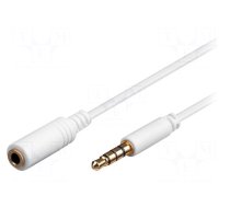 Cable | Jack 3,5mm 4pin plug,Jack 3.5mm 4pin socket | 0.5m | white