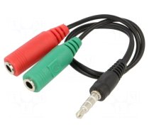 Cable | Jack 3,5mm 4pin plug,Jack 3.5mm socket x2 | 0.2m | black