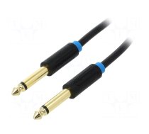 Cable | Jack 6,3mm 2pin plug,both sides | 0.5m | black | Øcable: 5mm