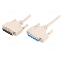 Cable | D-Sub 25pin socket,D-Sub 25pin plug | 10m | beige | Core: Cu