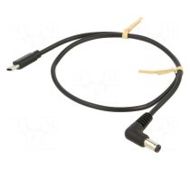 Cable | USB C plug,DC 5,5/2,1 plug | angled | black | 0.5m | Cu | 15W