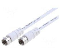 Cable | 10m | F plug,both sides | shielded, twofold | white