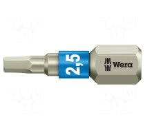 Screwdriver bit | Hex Plus key | HEX 2.5mm | 1/4" | Overall len: 25mm