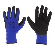 Protective gloves | Size: 10 | black-navy blue | latex,polyamide