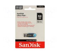 Pendrive | USB 3.0 | 64GB | R: 150MB/s | ULTRA FLAIR | blue | USB A