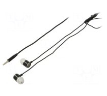 Headphones with microphone | black | Jack 3,5mm | in-ear | 0.9m