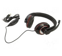 Headphones with microphone | black,red | USB A | headphones | 2m