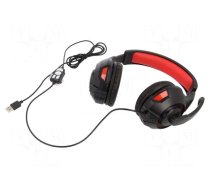 Headphones with microphone | black,red | USB A | headphones | 2m