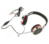 Headphones with microphone | black,red,silver | Jack 3,5mm x2