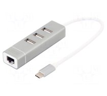 Hub USB | RJ45 socket,USB A socket x3,USB C plug | USB 2.0 | PnP