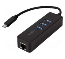 Hub USB | RJ45 socket,USB A socket x3,USB C plug | USB 3.0 | black