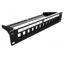 Patch panel | Keystone | black | Number of ports: 12 | 10" | rack 10"
