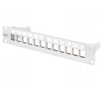 Patch panel | Keystone | RACK | grey | rack 10" | Number of ports: 12