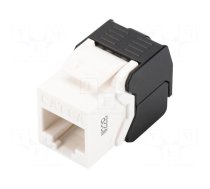 RJ45 module | Keystone | white,black | on cable | Cat 6a | RJ45 socket