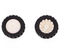 Wheel | white,black | Shaft: D spring | Pcs: 2 | push-in | Ø: 42mm | W: 19mm