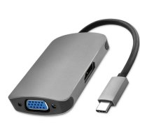 Qoltec Hub Adapter USB-C 3.1 2in1 | HDMI 4K | VGA