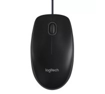 Pele Logitech B100 — abām rokām paredzēta vadu optiskā, USB Type-A, 800 DPI, 3 pogas ar ritināšanas ritenīti, melna