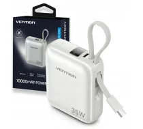 Vention 10000mAh 35W - power bank with USB-C cable (beige)