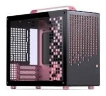 Jonsplus Z20 Micro-ATX Gehäuse, mit Tragegriff - schwarz/pink