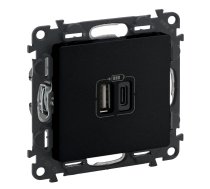 2 USB CHARGER A+C 3A 15W MAT BLACK VALENA LIFE