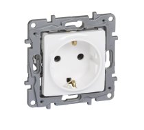 German standard 2P+E socket outlet without safety shutters Niloe - screw terminals - white
