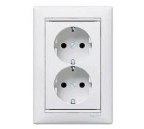 PRISE 2X2P+T SCHUKO A VIS BLANC