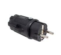 PRO gumijas, melna kontaktdakša 2P+E 16A 250V IP54