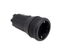 PRO gumijas, melna kontaktligzda bez vāka 2P+E 16A 250V IP20