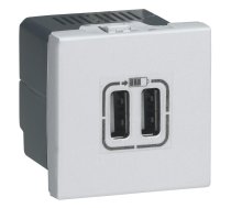 Double USB socket Mosaic - 5V - 1500 mA - 2 modules - white