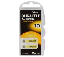 Izmērs 10, Dzirdes Aparāta Baterija, 1.45V Duracell ActivAir PR70 iepakojumā 6 gb.