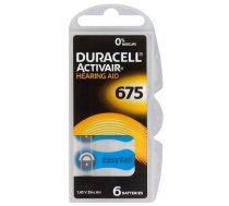 Izmērs 675, Dzirdes Aparāta Baterija, 1.45V Duracell ACTIVAIR PR44 iepakojumā 6 gb.